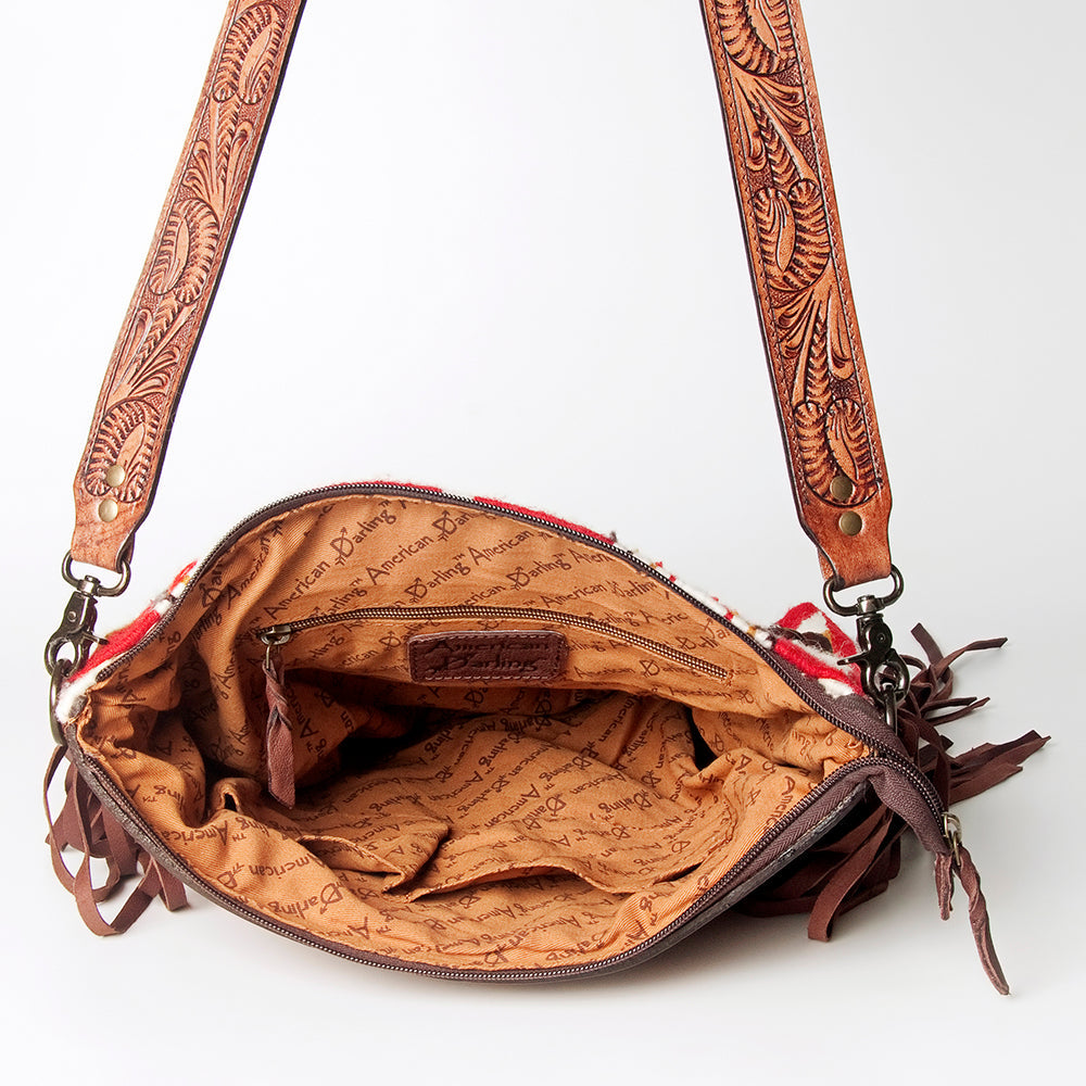 American Darling Hand-Tooled Saddle Blanket Leather Crossbody Bag
