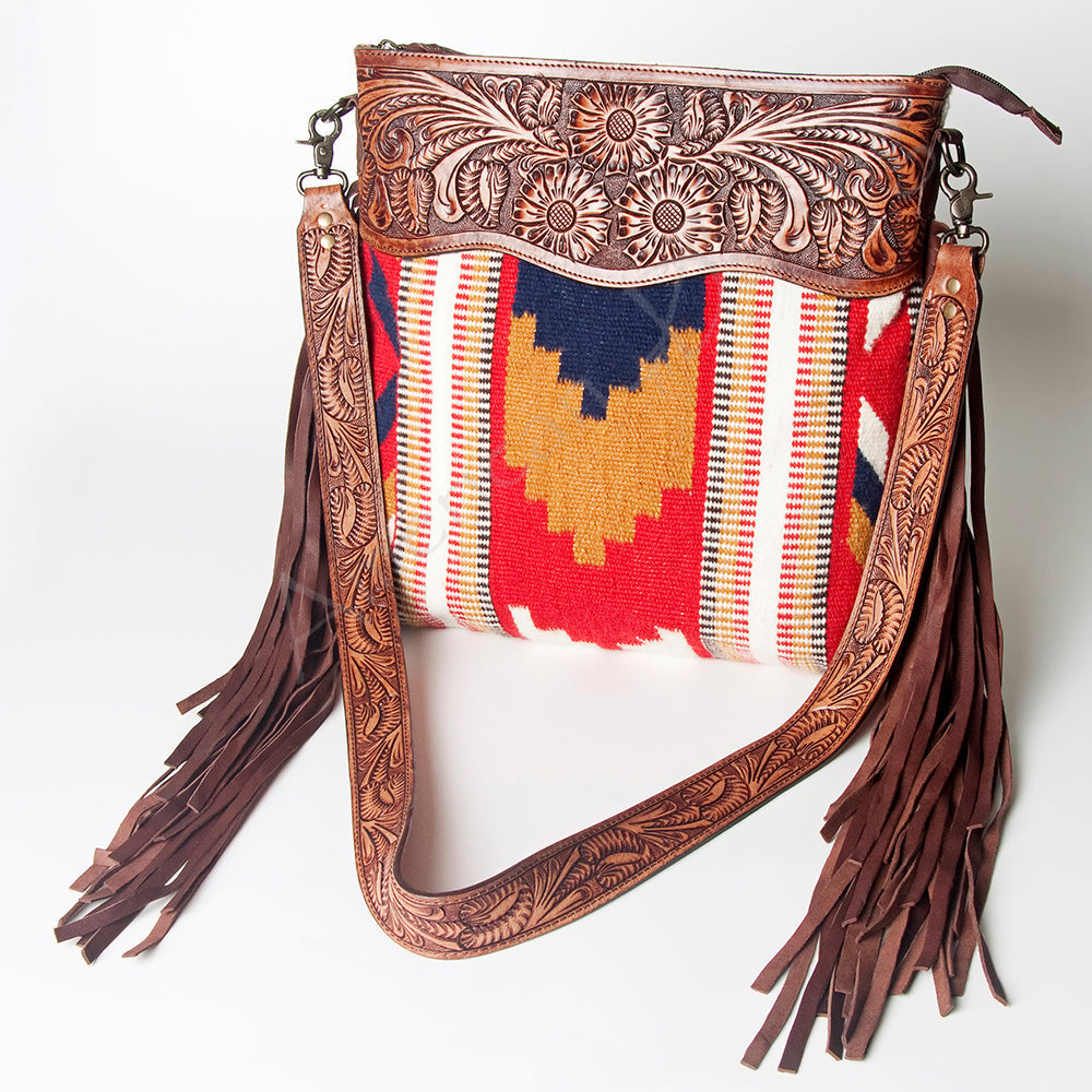 American Darling Hand-Tooled Saddle Blanket Leather Crossbody Bag