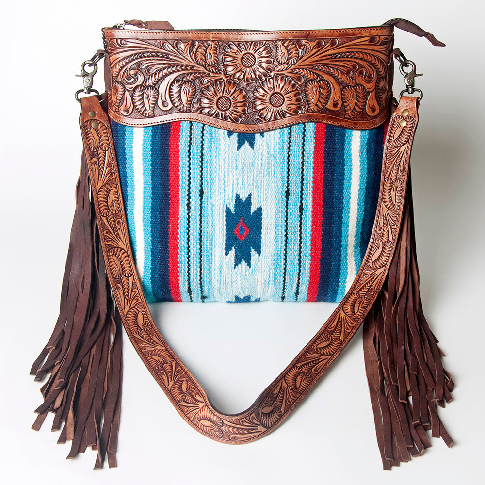 American Darling Hand-Tooled Saddle Blanket Leather Crossbody Bag