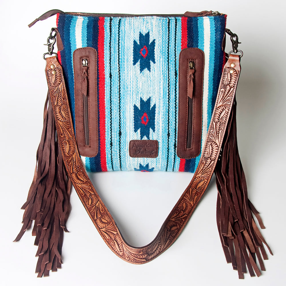 American Darling Hand-Tooled Saddle Blanket Leather Crossbody Bag
