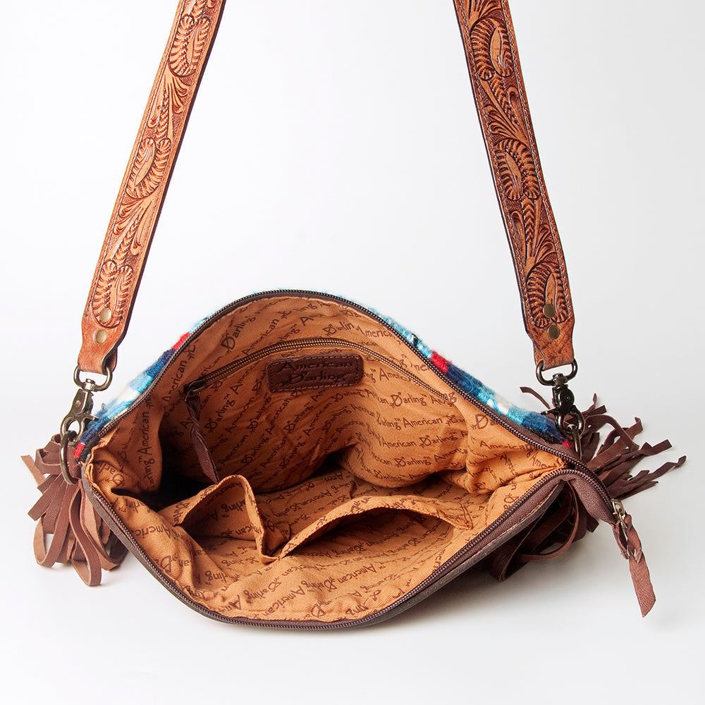 American Darling Hand-Tooled Saddle Blanket Leather Crossbody Bag