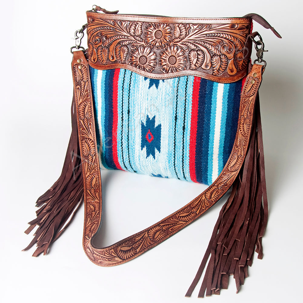 American Darling Hand-Tooled Saddle Blanket Leather Crossbody Bag