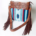 American Darling Hand-Tooled Saddle Blanket Leather Crossbody Bag
