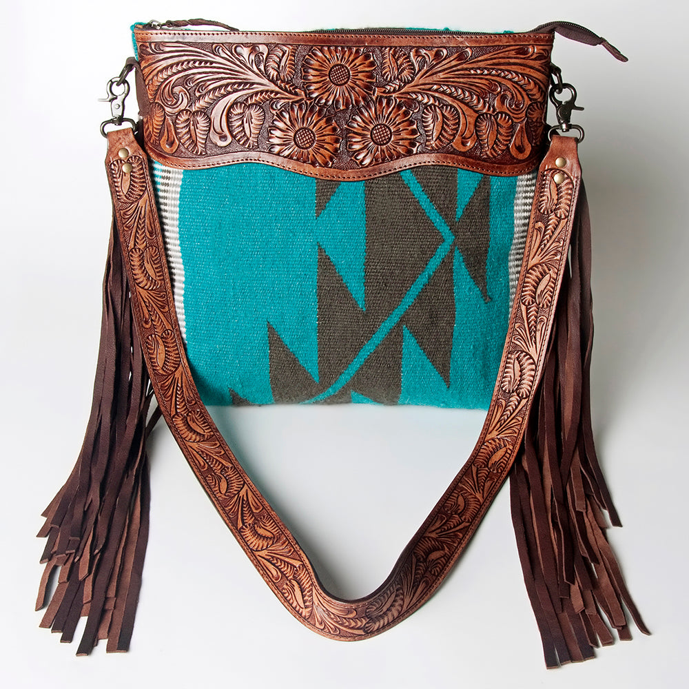 American Darling Hand-Tooled Saddle Blanket Leather Crossbody Bag