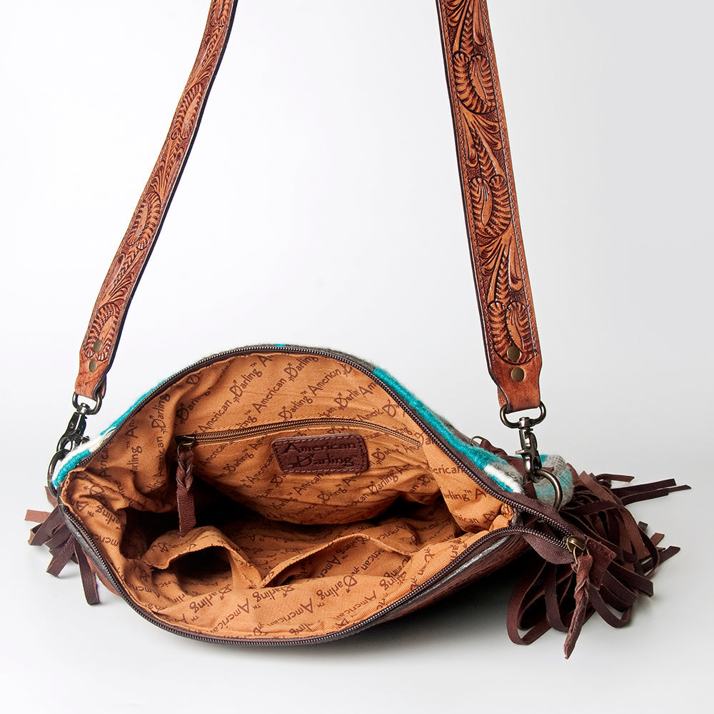 American Darling Hand-Tooled Saddle Blanket Leather Crossbody Bag