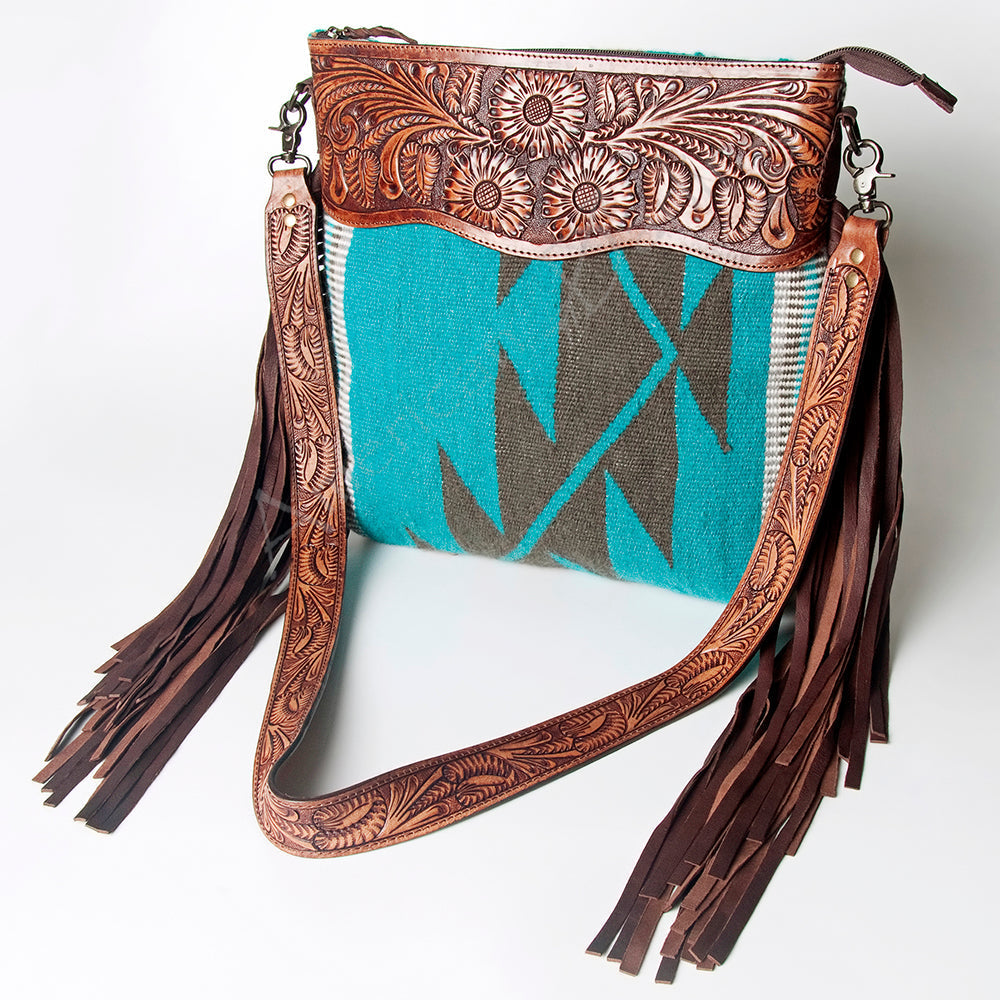 American Darling Hand-Tooled Saddle Blanket Leather Crossbody Bag