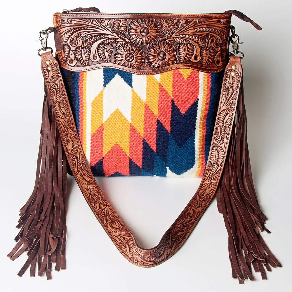 American Darling Hand-Tooled Saddle Blanket Genuine Leather Bag