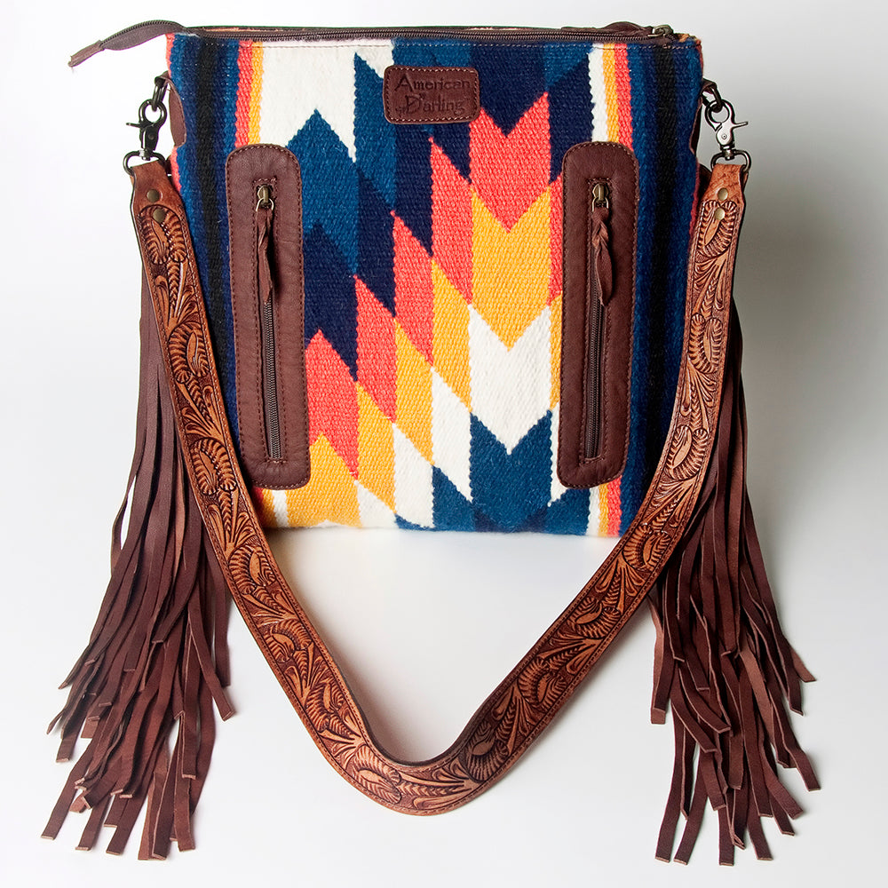 American Darling Hand-Tooled Saddle Blanket Genuine Leather Bag