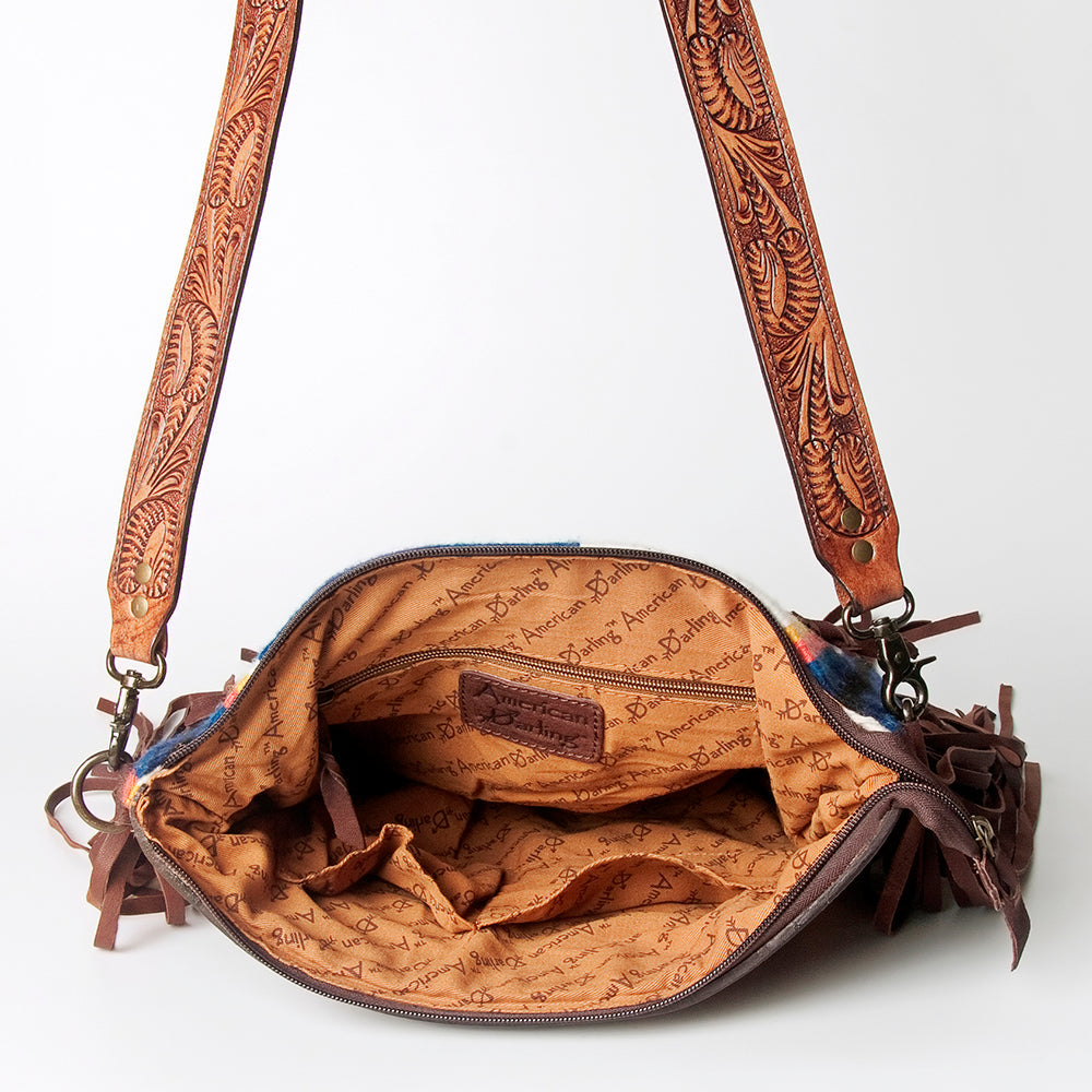 American Darling Hand-Tooled Saddle Blanket Genuine Leather Bag