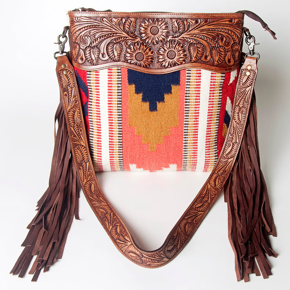 American Darling Hand-Tooled Saddle Blanket Leather Crossbody Bag