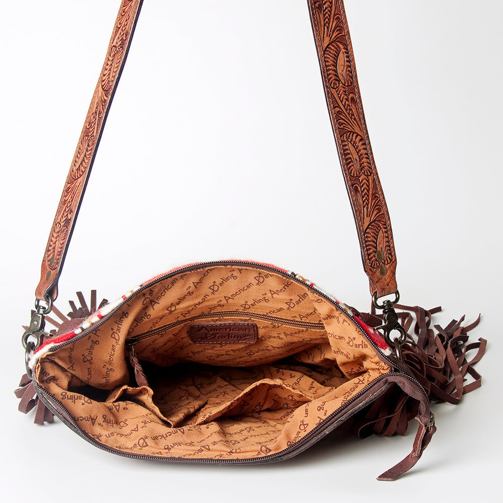 American Darling Hand-Tooled Saddle Blanket Leather Crossbody Bag