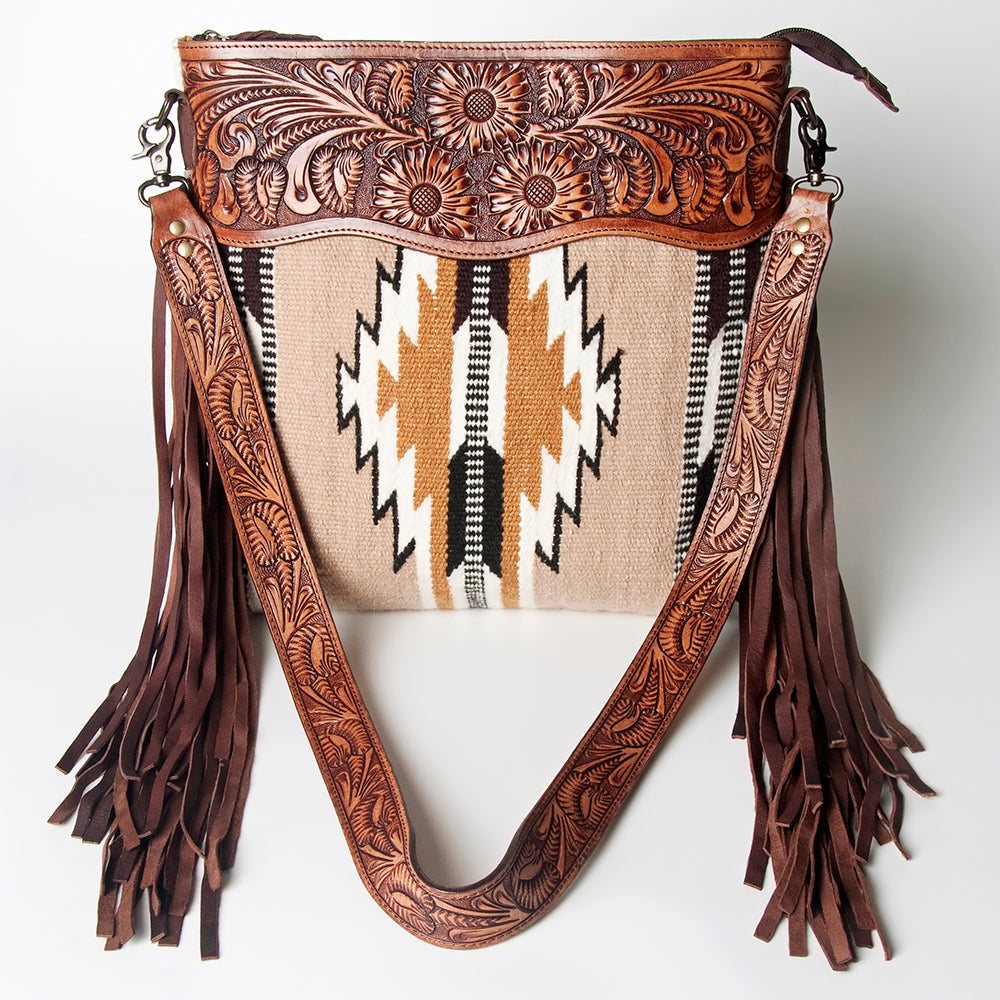 American Darling Hand-Tooled Saddle Blanket Leather Crossbody Bag