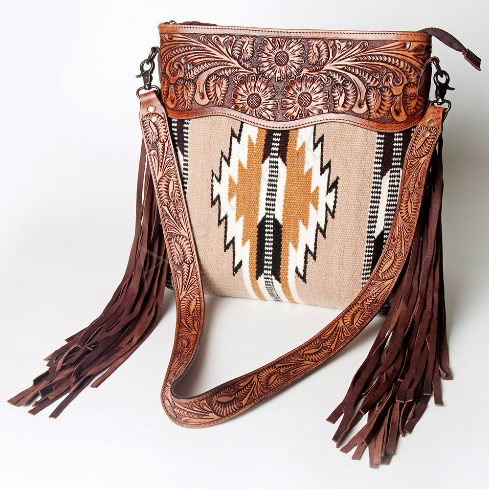 American Darling Hand-Tooled Saddle Blanket Leather Crossbody Bag