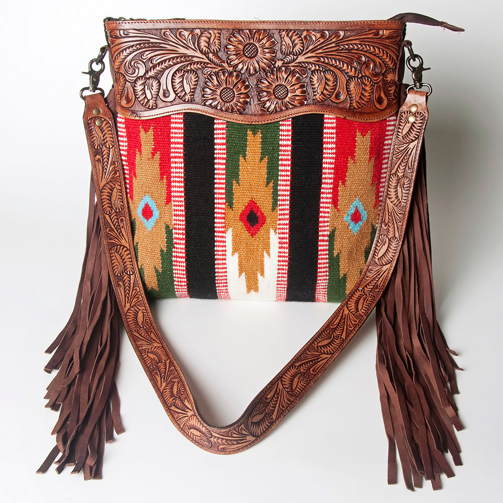 American Darling Hand-Tooled Saddle Blanket Leather Crossbody Bag