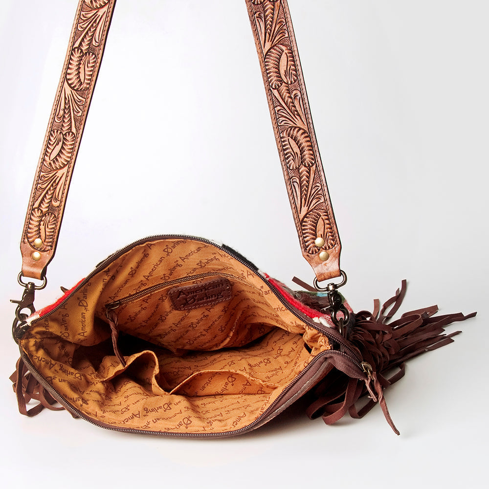 American Darling Hand-Tooled Saddle Blanket Leather Crossbody Bag