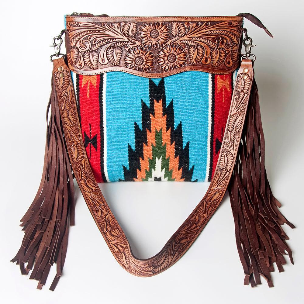 American Darling Woven Saddle Blanket Leather Crossbody Bag