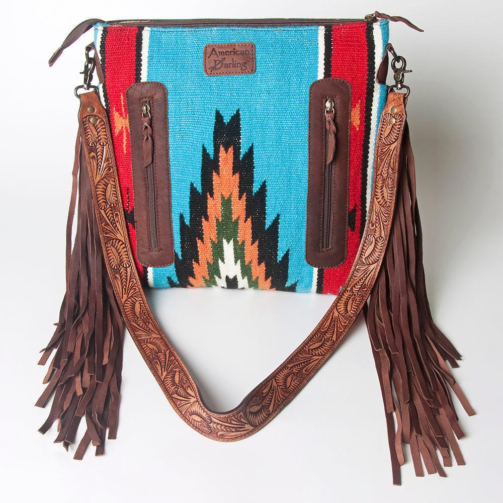 American Darling Woven Saddle Blanket Leather Crossbody Bag