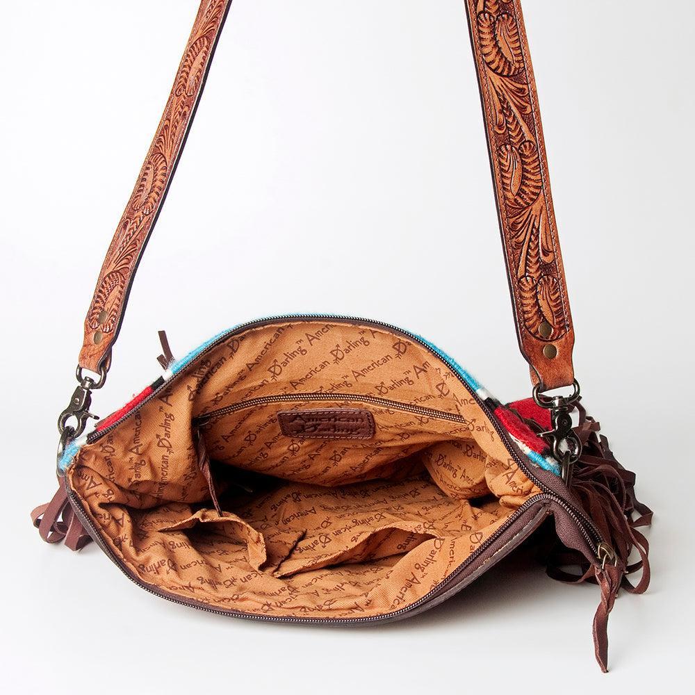 American Darling Woven Saddle Blanket Leather Crossbody Bag