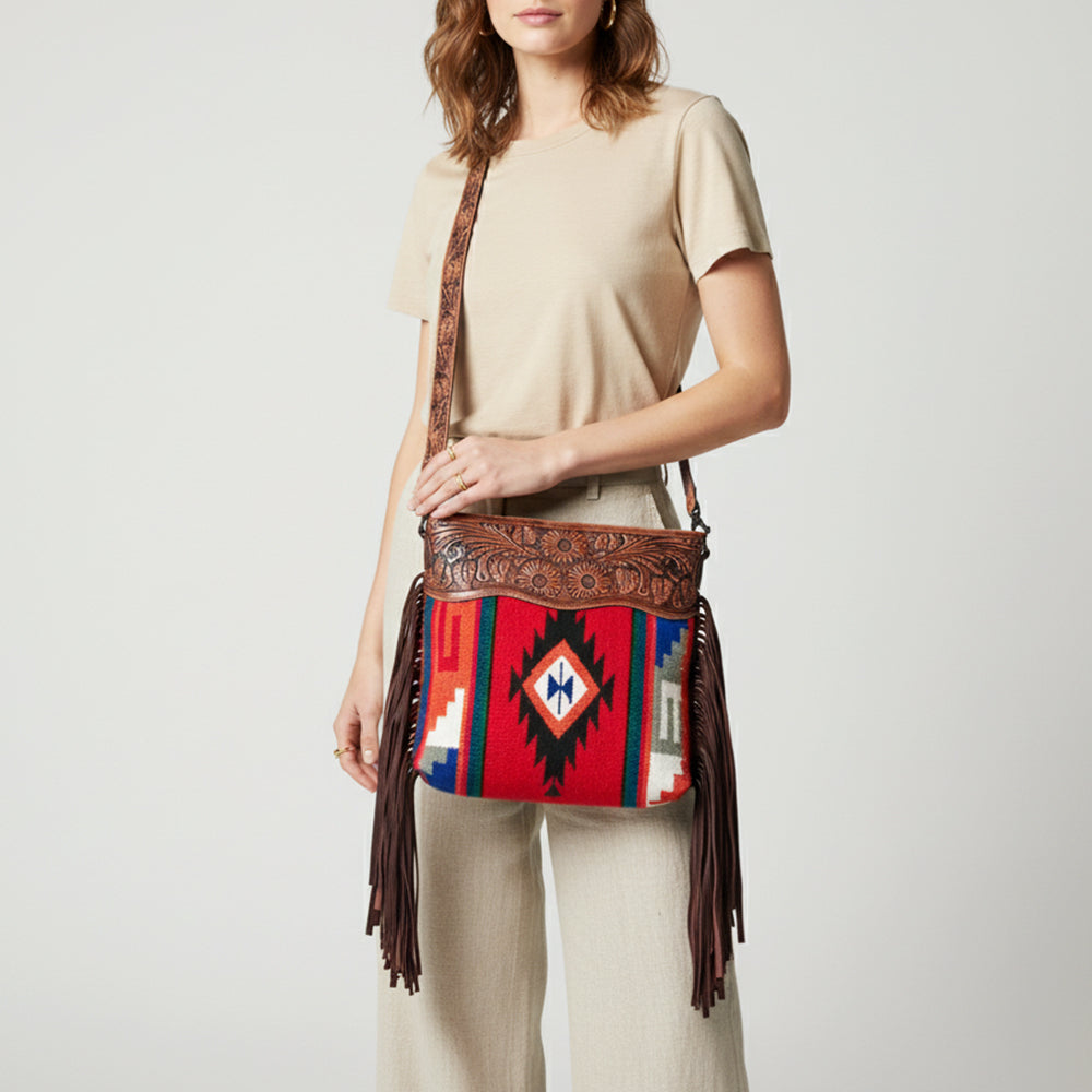 American Darling Signature Crossbody Hand Tooled Saddle Blanket Genuine Leather women bag western handbag purse