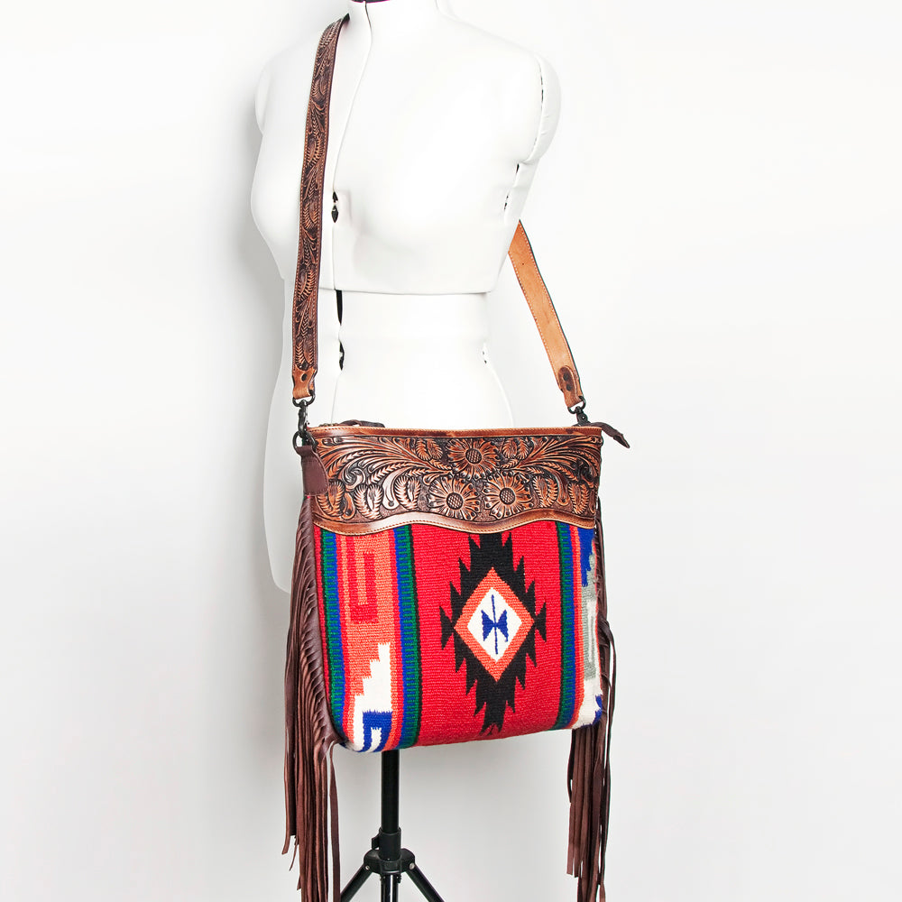 American Darling Hand-Tooled Saddle Blanket Leather Crossbody Bag