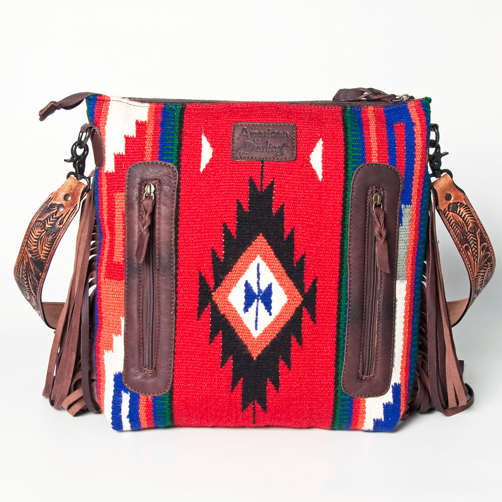 American Darling Hand-Tooled Saddle Blanket Leather Crossbody Bag
