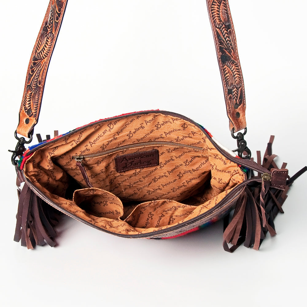 American Darling Hand-Tooled Saddle Blanket Leather Crossbody Bag