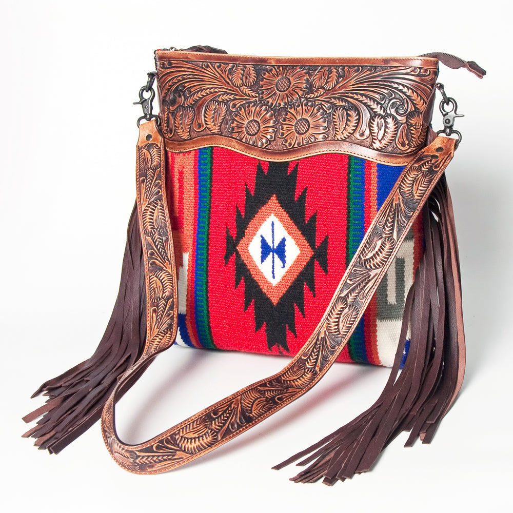 American Darling Hand-Tooled Saddle Blanket Leather Crossbody Bag
