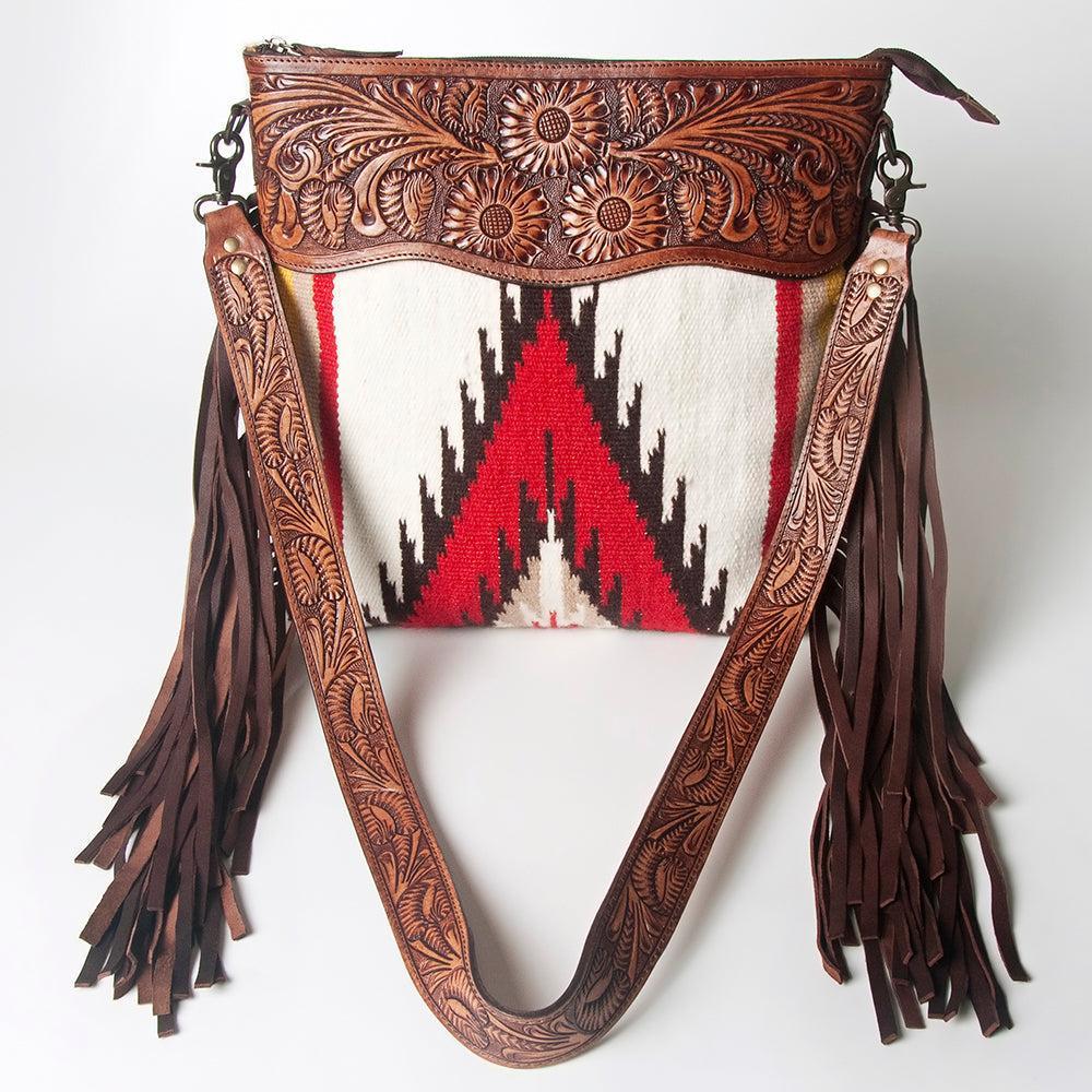 American Darling Hand-Tooled Saddle Blanket Leather Crossbody Bag