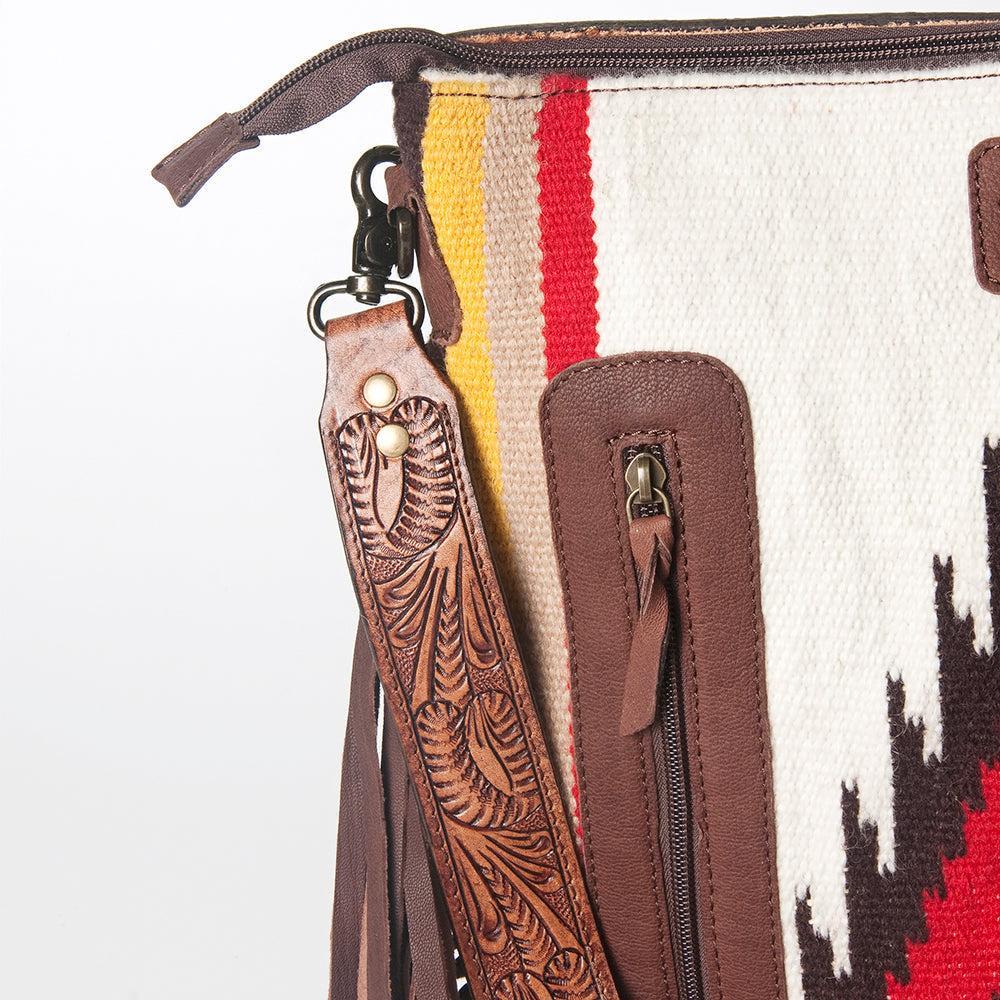 American Darling Hand-Tooled Saddle Blanket Leather Crossbody Bag