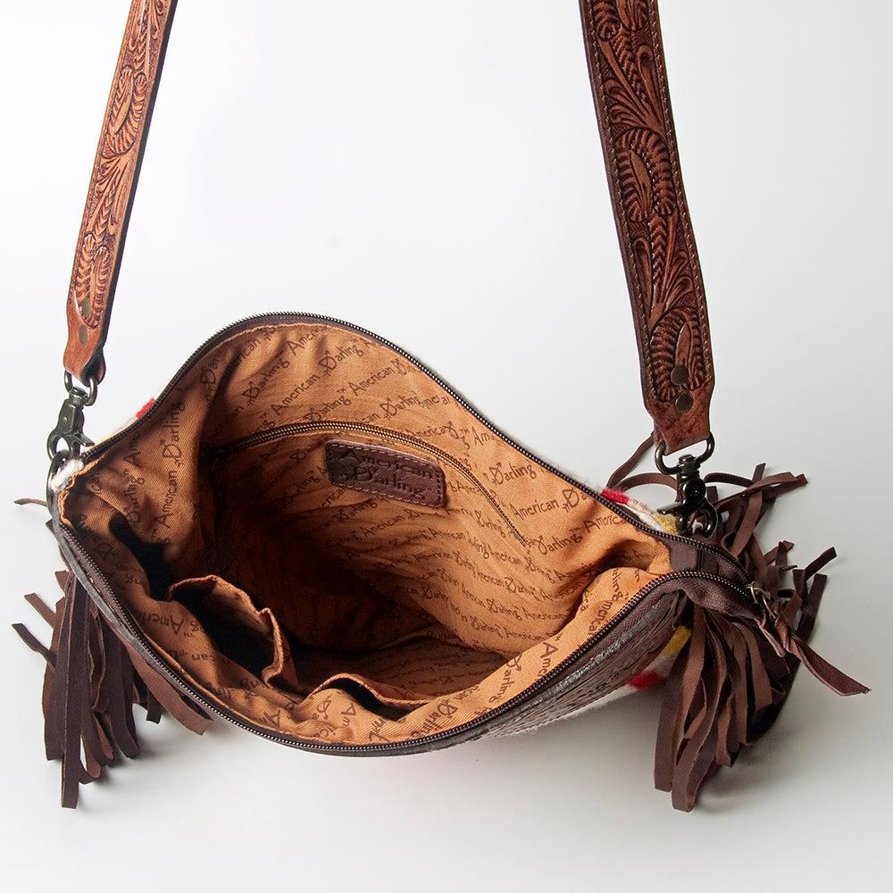 American Darling Hand-Tooled Saddle Blanket Leather Crossbody Bag