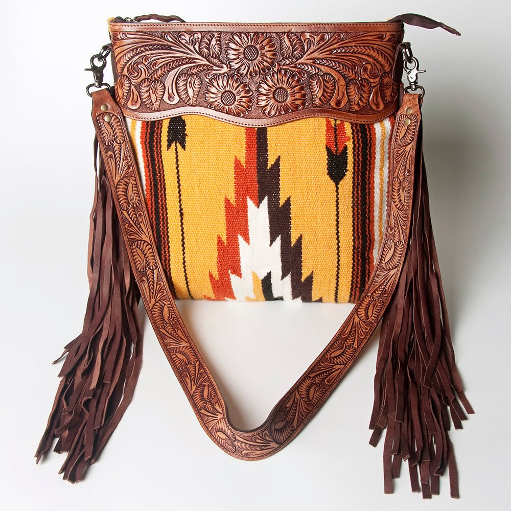 American Darling Signature Crossbody Hand Tooled Saddle Blanket Genuine Leather