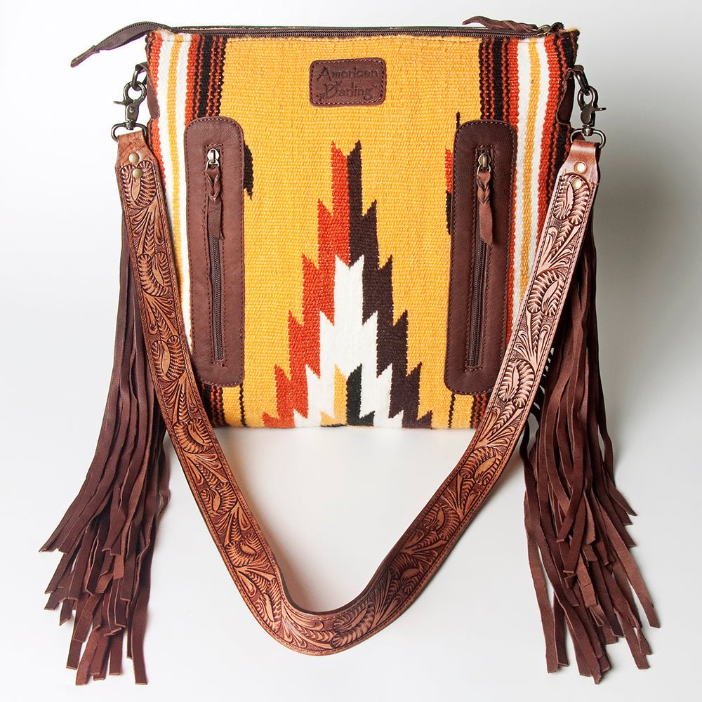 American Darling Signature Crossbody Hand Tooled Saddle Blanket Genuine Leather