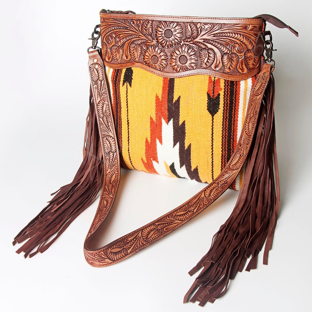 American Darling Signature Crossbody Hand Tooled Saddle Blanket Genuine Leather