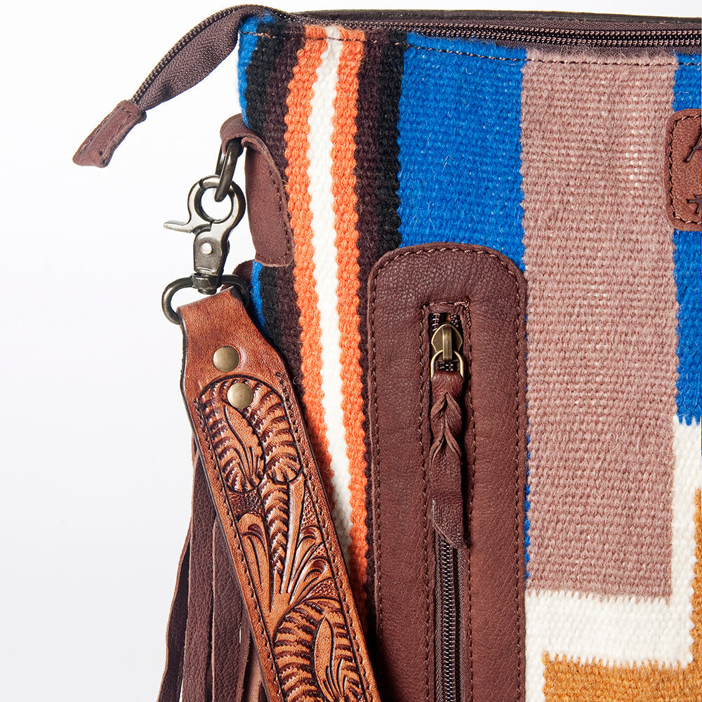 American Darling Hand-Tooled Saddle Blanket Leather Crossbody Bag