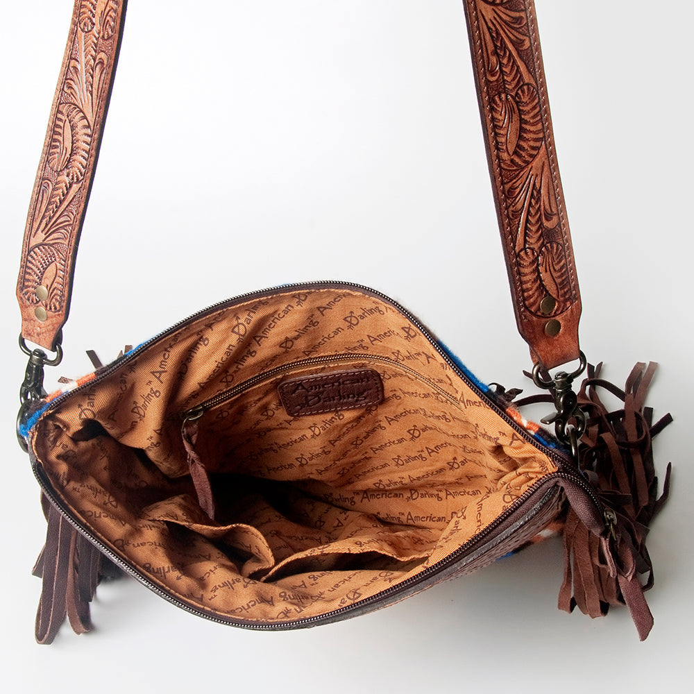 American Darling Hand-Tooled Saddle Blanket Leather Crossbody Bag