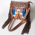 American Darling Hand-Tooled Saddle Blanket Leather Crossbody Bag