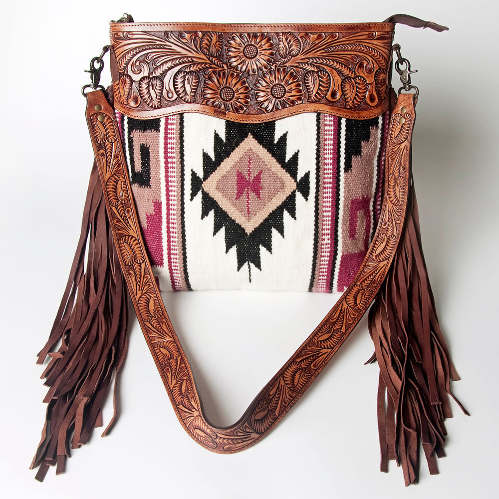 American Darling Hand-Tooled Saddle Blanket Leather Crossbody Bag