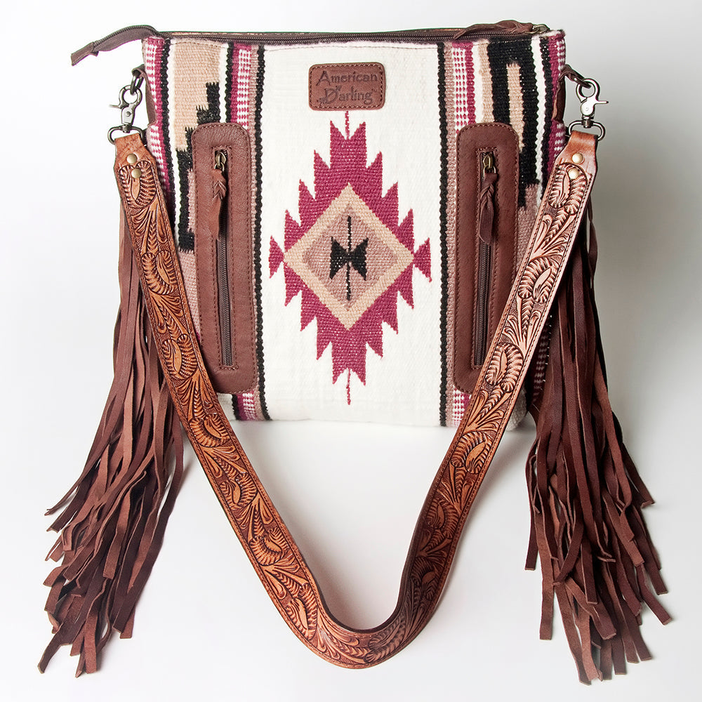 American Darling Hand-Tooled Saddle Blanket Leather Crossbody Bag