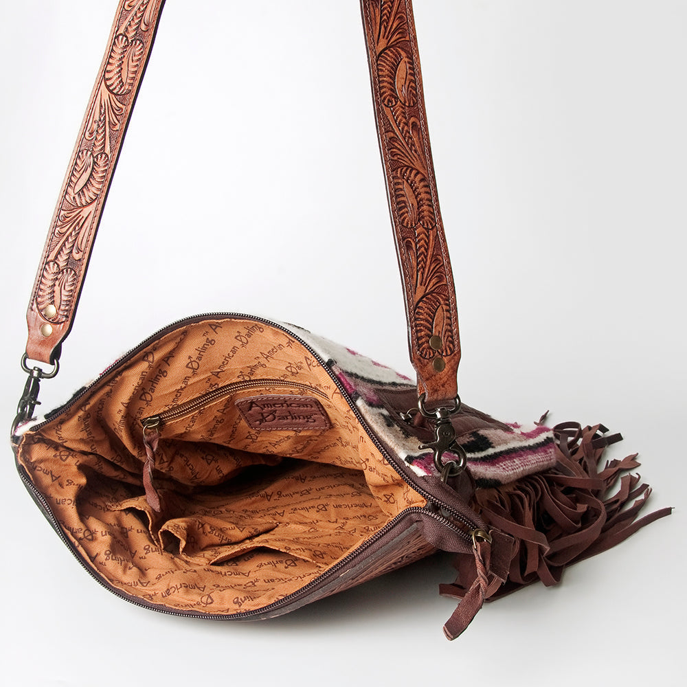 American Darling Hand-Tooled Saddle Blanket Leather Crossbody Bag