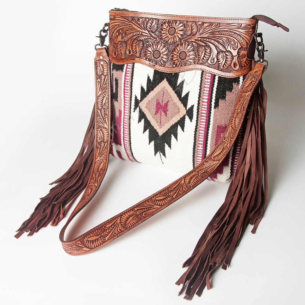 American Darling Hand-Tooled Saddle Blanket Leather Crossbody Bag