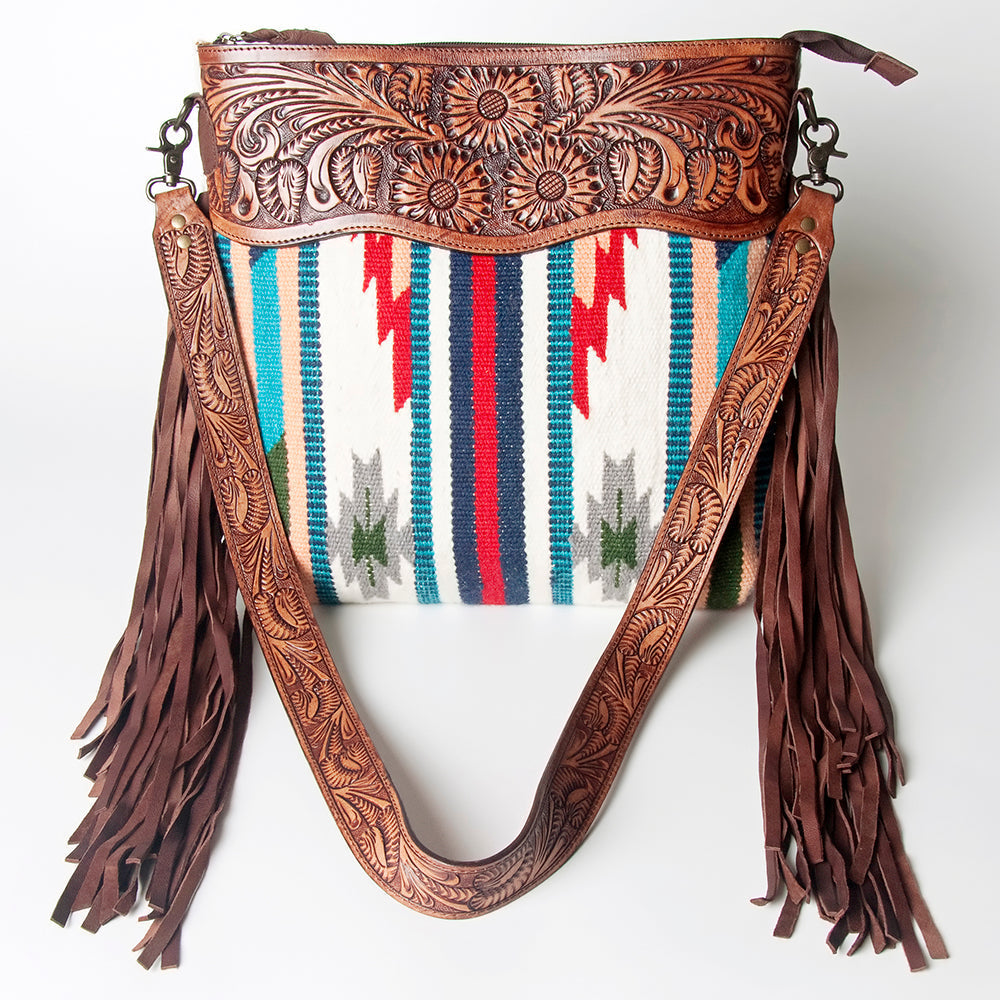 American Darling Hand-Tooled Saddle Blanket Leather Crossbody Bag