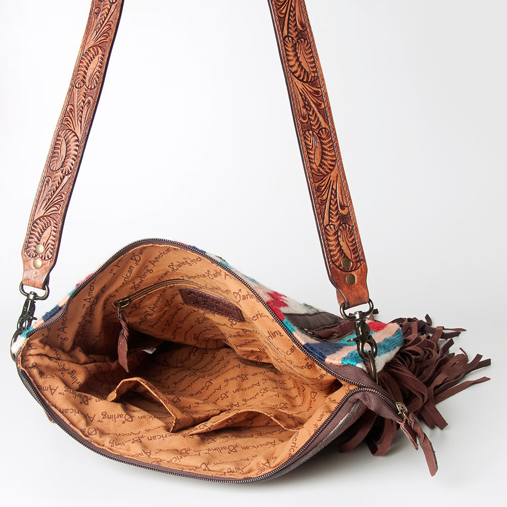 American Darling Hand-Tooled Saddle Blanket Leather Crossbody Bag