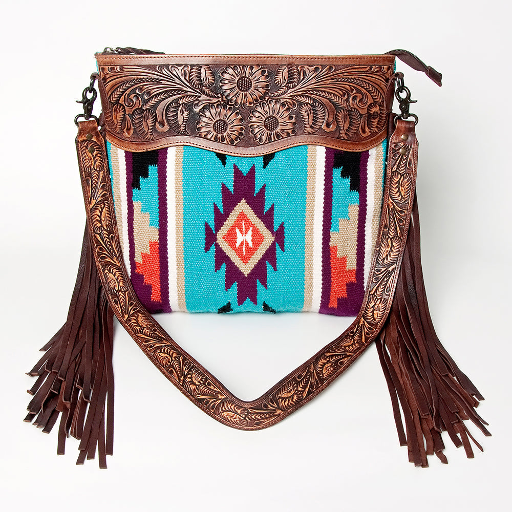 American Darling Hand-Tooled Saddle Blanket Leather Crossbody Bag