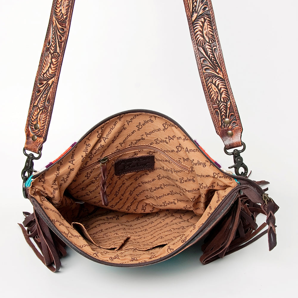 American Darling Hand-Tooled Saddle Blanket Leather Crossbody Bag
