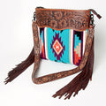 American Darling Hand-Tooled Saddle Blanket Leather Crossbody Bag