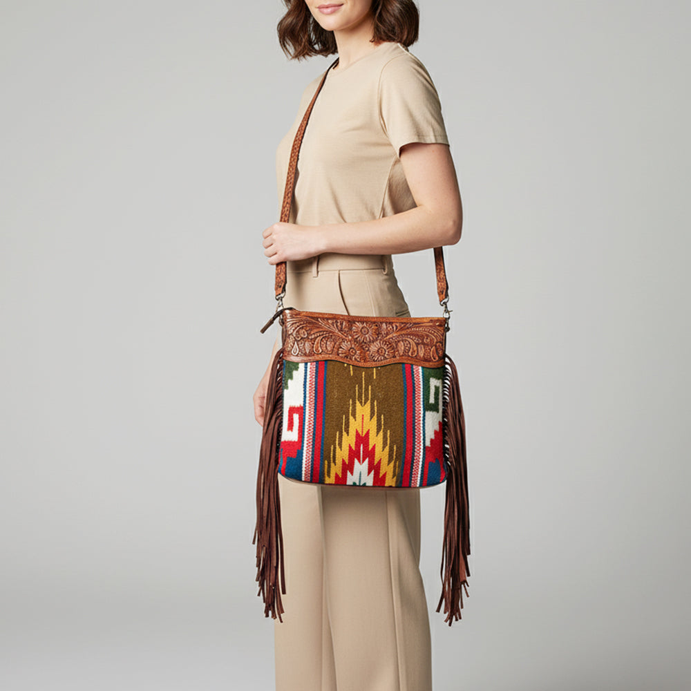American Darling Signature Crossbody Hand Tooled Saddle Blanket Genuine Leather women bag western handbag purse
