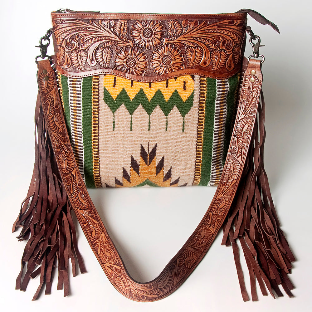 American Darling Hand-Tooled Saddle Blanket Leather Crossbody Bag