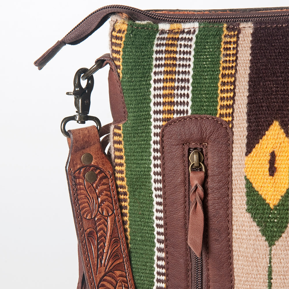 American Darling Hand-Tooled Saddle Blanket Leather Crossbody Bag