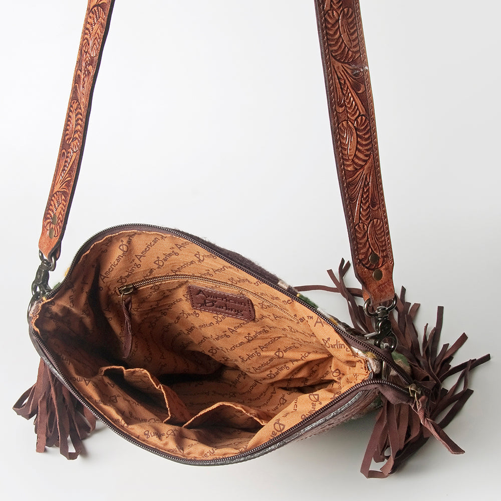 American Darling Hand-Tooled Saddle Blanket Leather Crossbody Bag