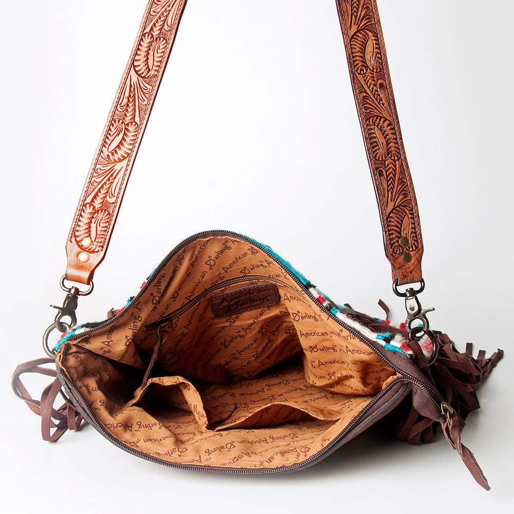 American Darling Hand-Tooled Saddle Blanket Leather Crossbody Bag